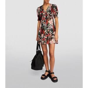 All Saints Floral Demi Leondra Mini Dress Size 8 Button Fastening Regular Fit